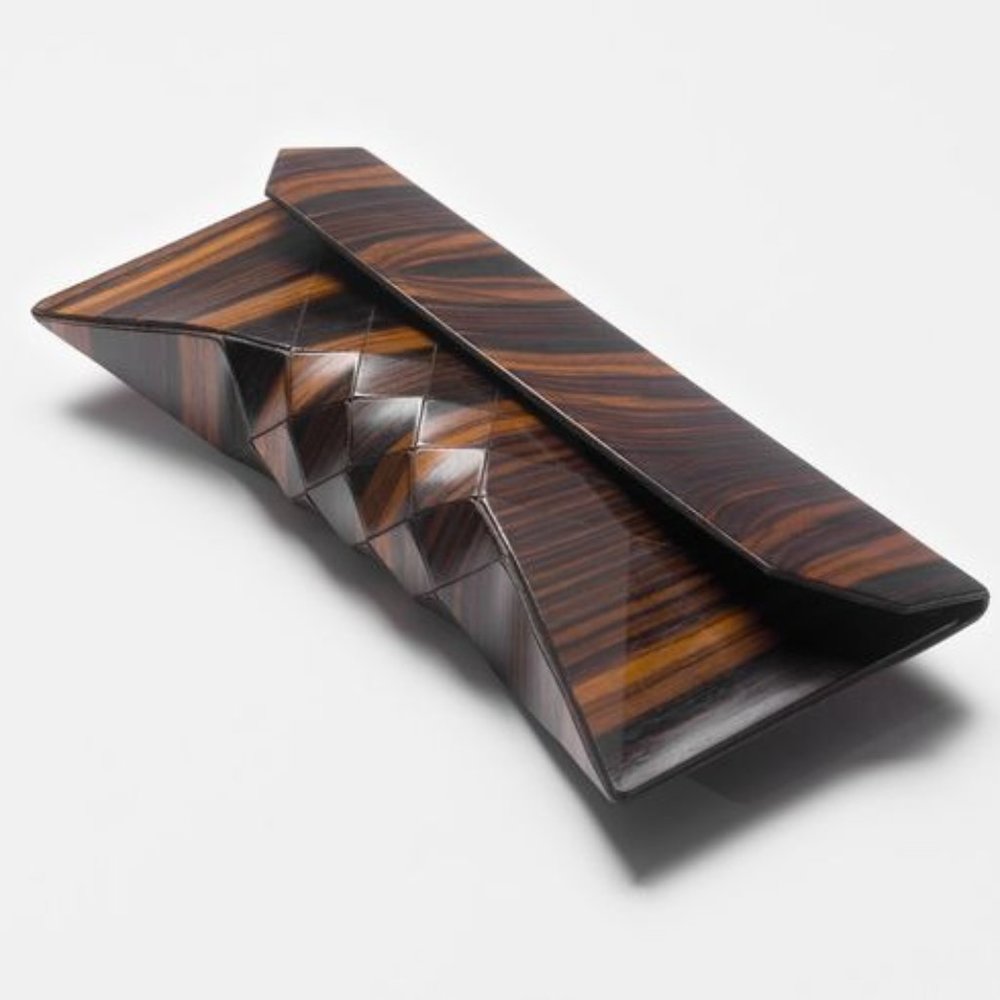 Tesler Mendelovitch Ebony Wood clutch